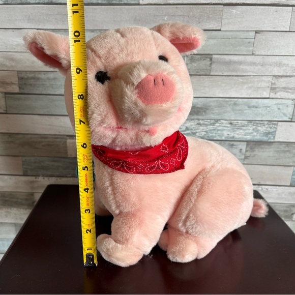 Vtg 1986 Dakin 10” Pig Stuffed Animal Plush Pink w/Red Bandana NOS Tag Attached - Picture 2 of 11